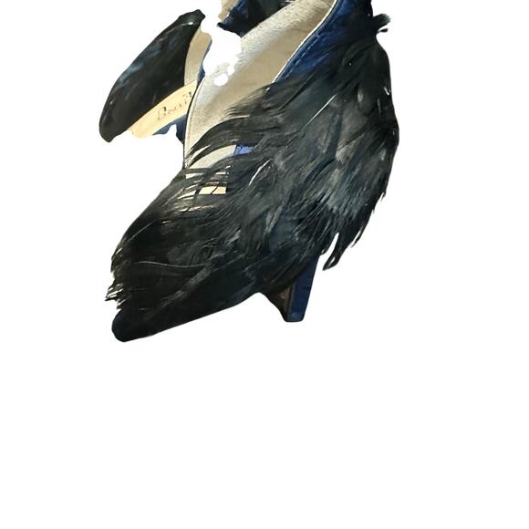 Something Bleu Hammond d'Orsay Feather Sandal Bridal Navy Pump $455 US 5.5 NWOB4 - Picture 7 of 8